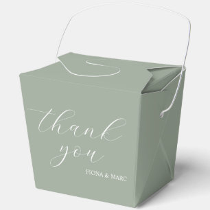 Sage green calligraphy elegant wedding favor box