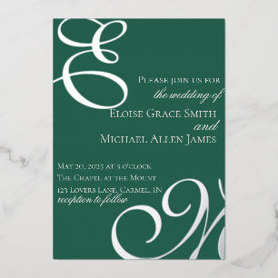 Sage Green Calligraphy Luxury Old Money Wedding Foil Invitation