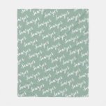 Sage Green Calligraphy Personalized Repeat Name Fleece Blanket at Zazzle