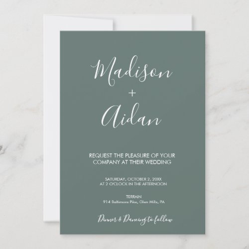 Sage Green Calligraphy QR Code Wedding Invitation