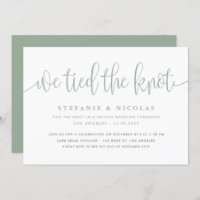 Sage Green Calligraphy We Tied The Knot Wedding