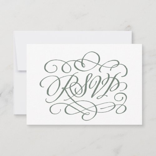 Sage Green Calligraphy Wedding Meals RSVP Card