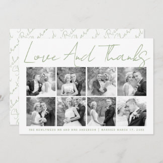 Sage green calligraphy wedding Thank You photo