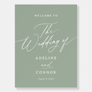 Sage Green Calligraphy Wedding Welcome Sign