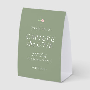 Sage Green   Capture the Love Wedding Table Top  Paper Table Tent