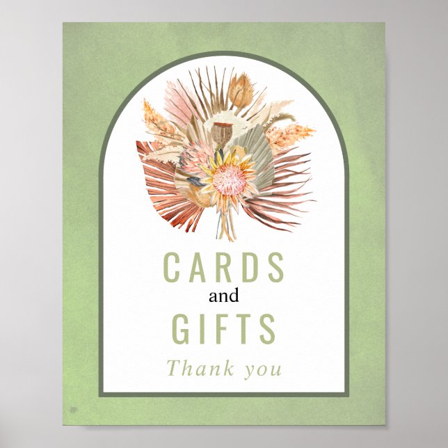 Sage green cards and gifts fall wedding poster (Front)