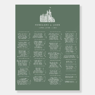 Sage Green Castle Alphabetical Wedding Seat Chart Foam Board