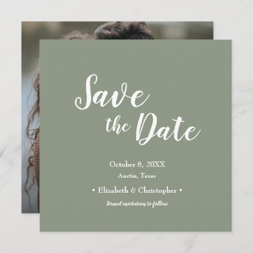 Sage Green Casual Modern Photo save the date Invitation