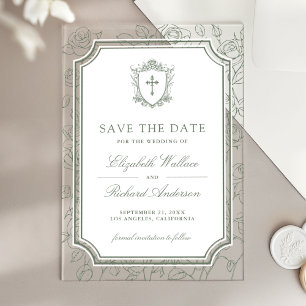 Sage Green Catholic Wedding Save the Date