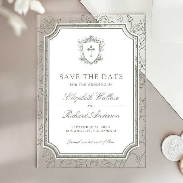 Sage Green Catholic Wedding Save the Date (Creator Uploaded)
