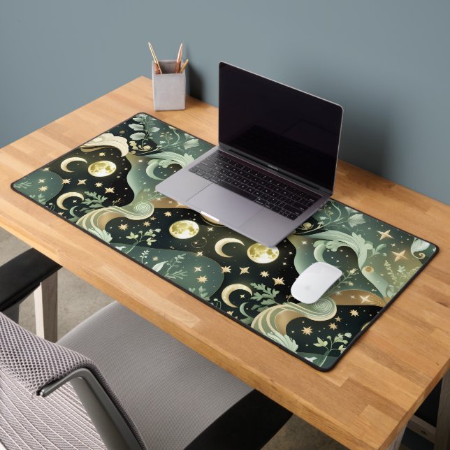 Sage Green Celestial Moon for Calm Astrology Decor Desk Mat (Office 2)