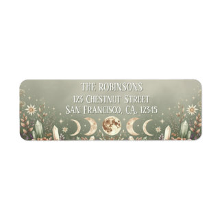 Sage Green Celestial Moon Phase Return Address Label