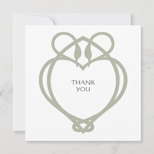 Sage Green Celtic Irish Swan Love Knot Wedding Thank You Card