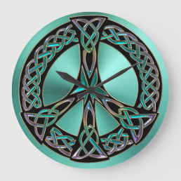 Sage Green Celtic Knot Peace Sign Clock