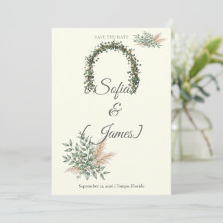 Sage Green Champagne Boho Eucalyptus Wildflower 