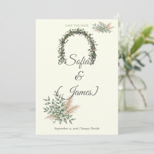 Sage Green Champagne Boho Eucalyptus Wildflower