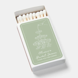 Sage Green Champagne Tower Bridal Shower Favor Matchboxes