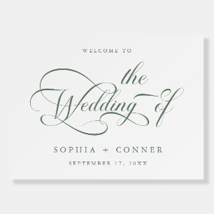 Sage Green Charm Script Wedding Welcome Foam Board