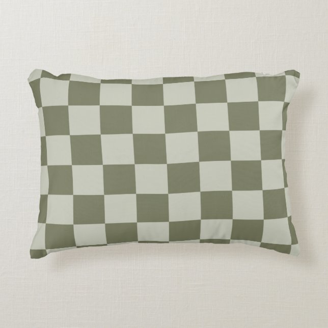Sage Green Checkerboard Accent Pillow (Front)