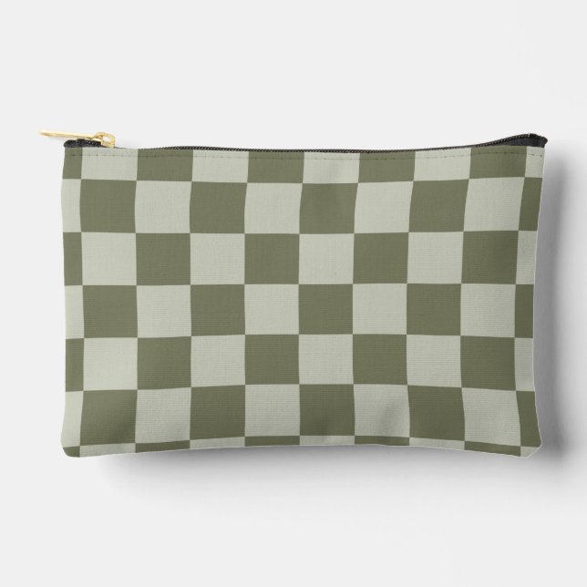 Sage Green Checkerboard Accessory Pouch (Front)