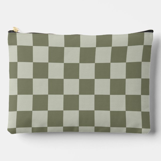 Sage Green Checkerboard Accessory Pouch (Front)