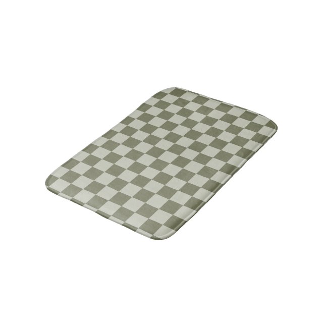 Sage Green Checkerboard Bath Mat (Angled)
