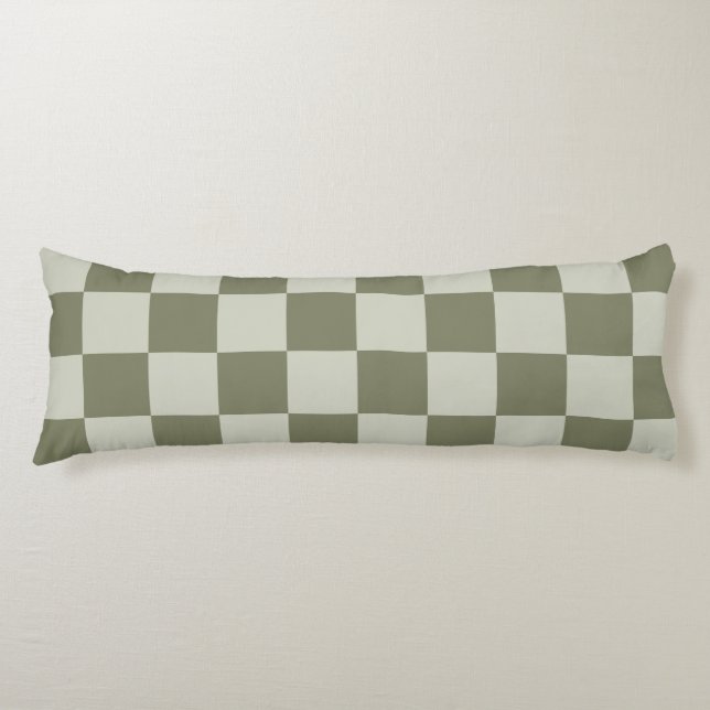 Sage Green Checkerboard Body Pillow (Front)