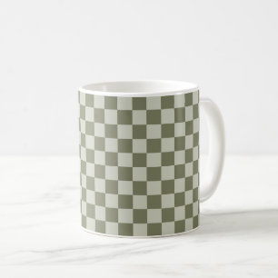 Sage Green Checkerboard Coffee Mug