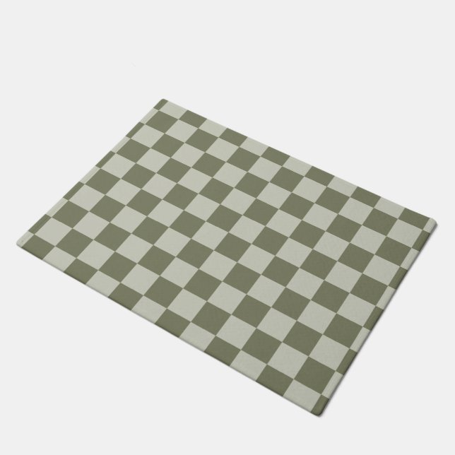 Sage Green Checkerboard Doormat (Angled)
