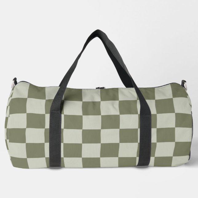 Sage Green Checkerboard Duffle Bag (Front)