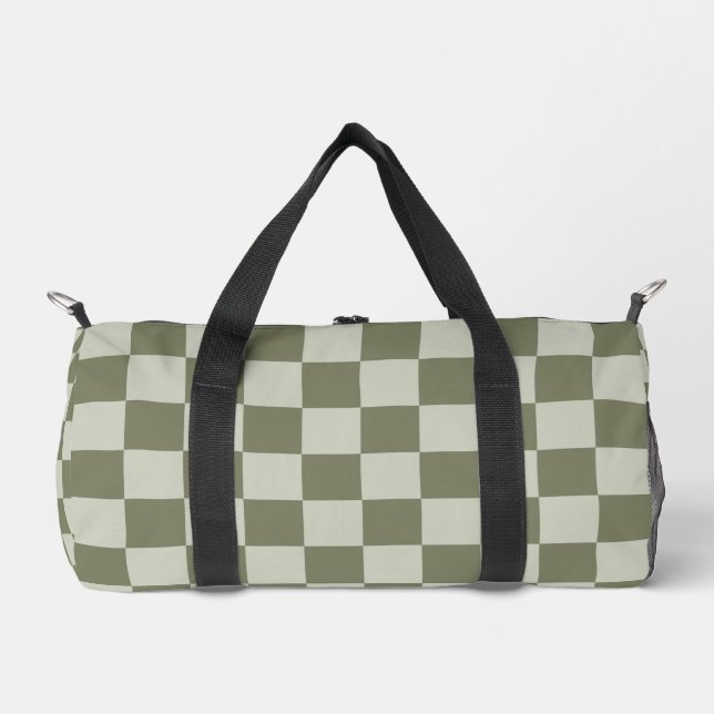 Sage Green Checkerboard Duffle Bag (Front)