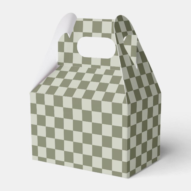 Sage Green Checkerboard Favor Boxes (Front Side)