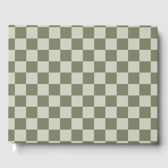 Sage Green Checkerboard Guest Book (Front)