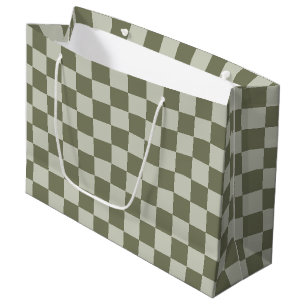 Sage Green Checkerboard Large Gift Bag