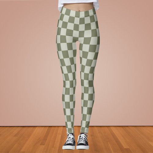 Sage Green Checkerboard Leggings