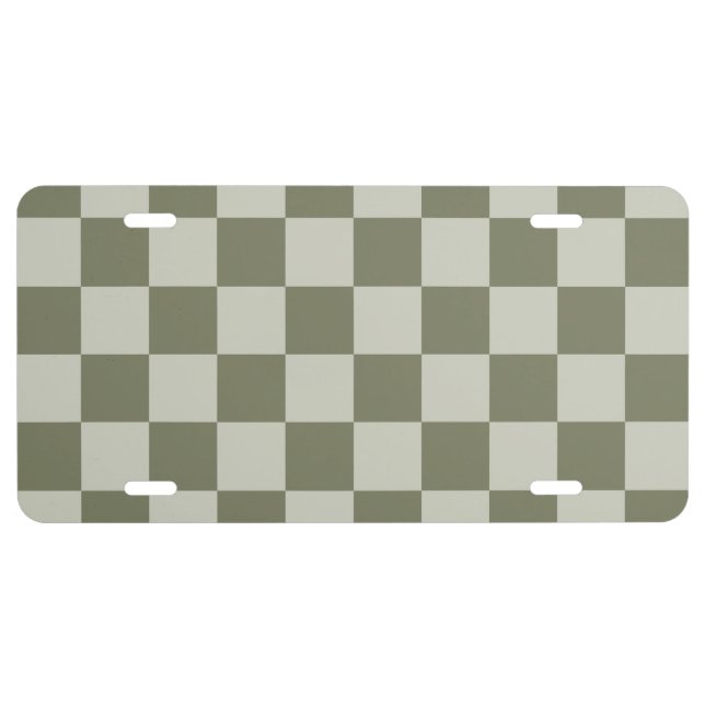 Sage Green Checkerboard License Plate (Front)