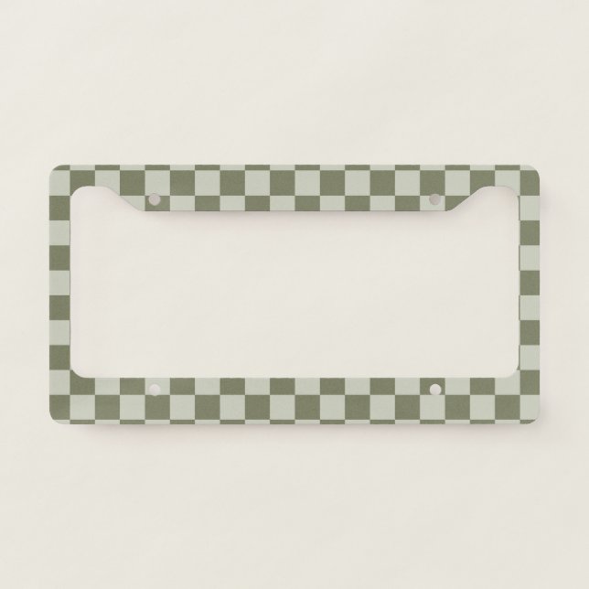 Sage Green Checkerboard License Plate Frame (Front)