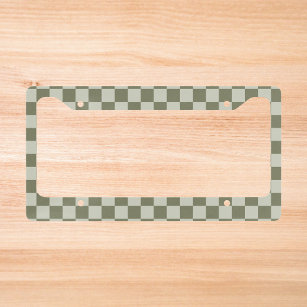 Sage Green Checkerboard License Plate Frame