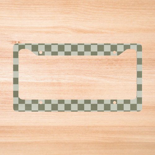 Sage Green Checkerboard License Plate Frame
