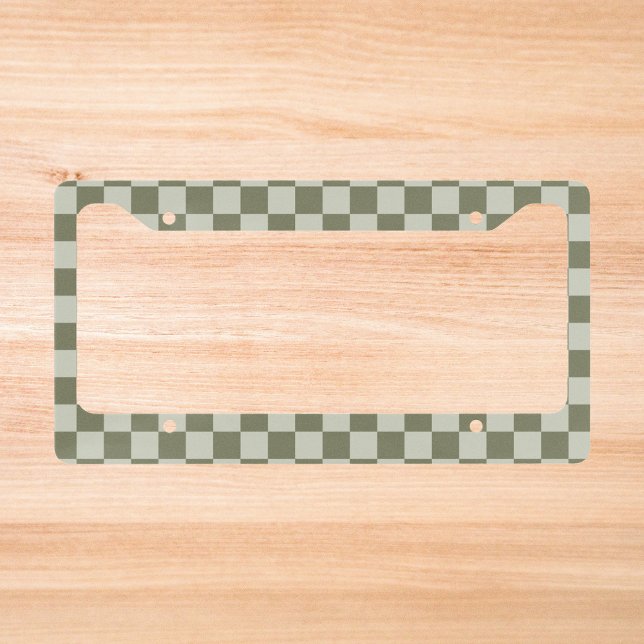 Sage Green Checkerboard License Plate Frame (Creator Uploaded)