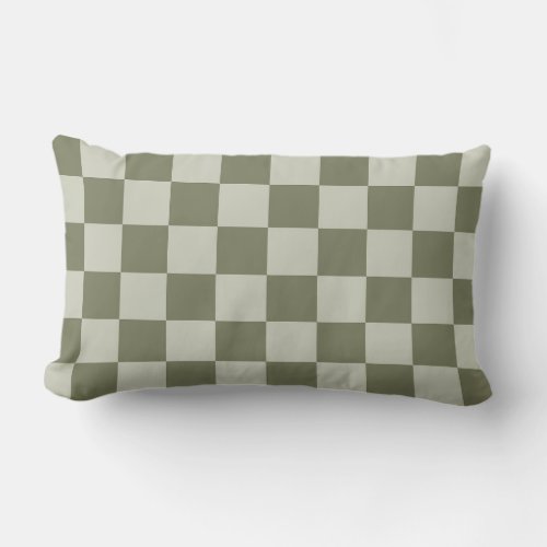 Sage Green Checkerboard Lumbar Pillow