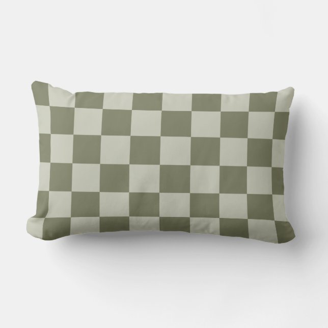 Sage Green Checkerboard Lumbar Pillow (Front)