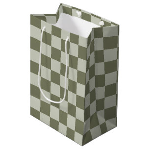 Sage Green Checkerboard Medium Gift Bag