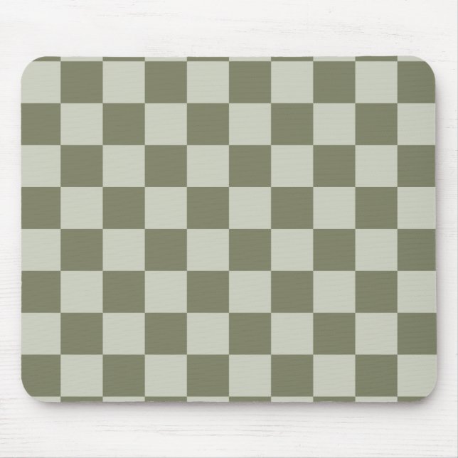 Sage Green Checkerboard Mouse Pad (Front)