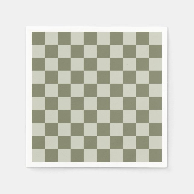 Sage Green Checkerboard Napkins (Front)