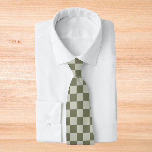 Sage Green Checkerboard Neck Tie
