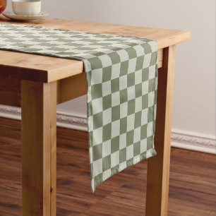 Sage Green Checkerboard Short Table Runner
