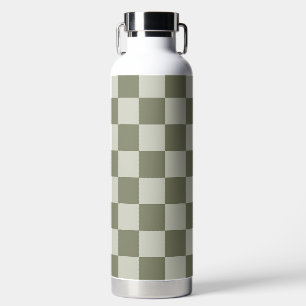 Sage Green Checkerboard Water Bottle
