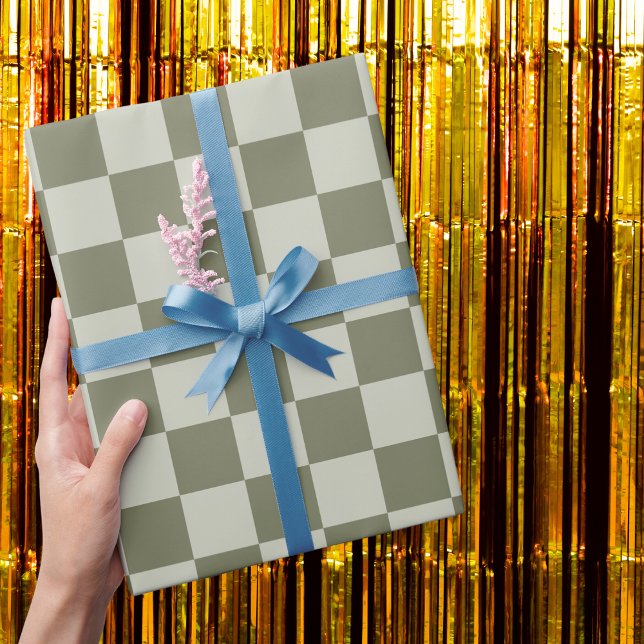 Sage Green Checkerboard Wrapping Paper (Creator Uploaded)