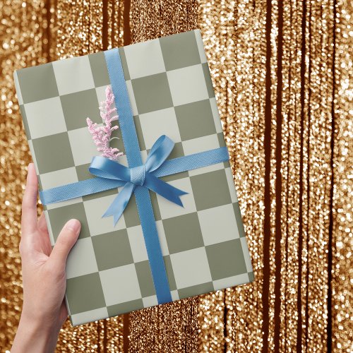 Sage Green Checkerboard Wrapping Paper